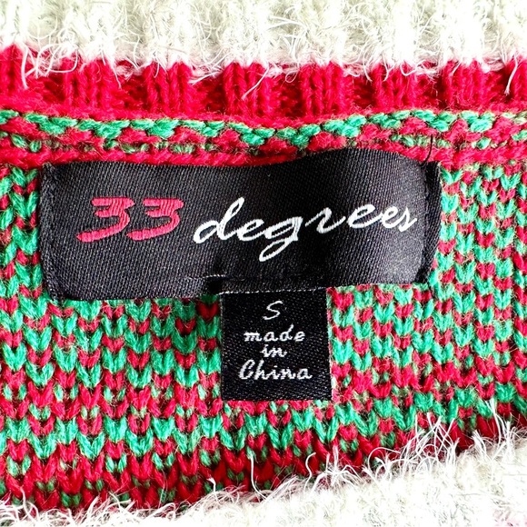 Pug Puppy Dog Christmas Holiday Sweater Crewneck Pullover Green Red Sequins Sz S - Picture 4 of 10